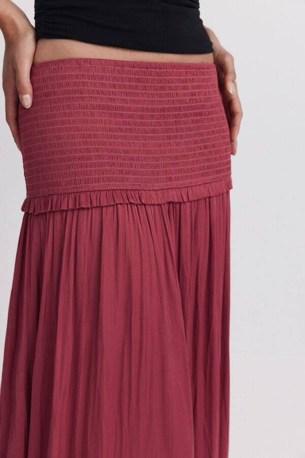 Springfield Pleated honeycomb midi skirt pink
