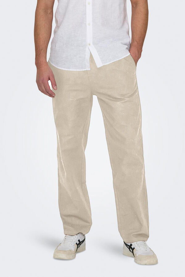 Only & Sons Pantal&oacute;n largo lino gris