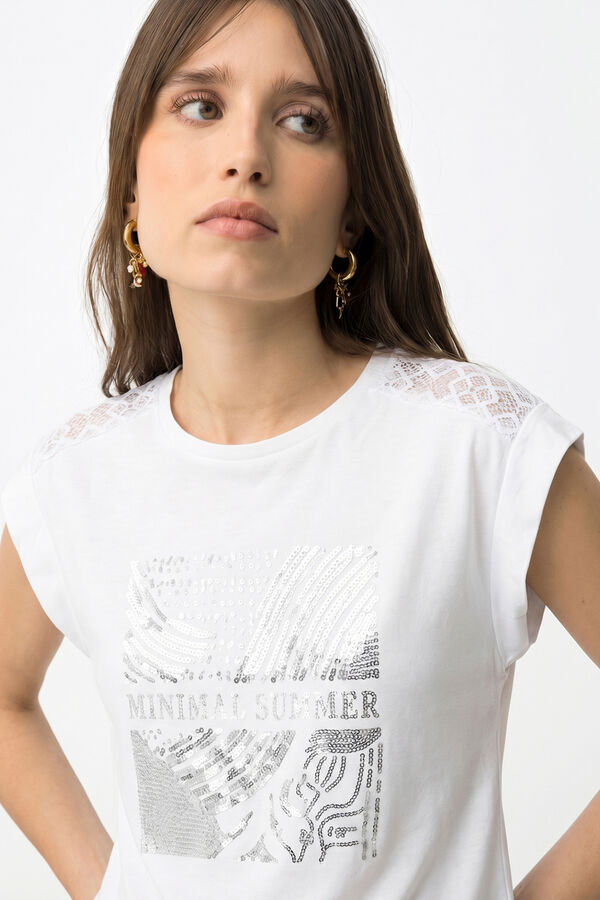 Tiffosi T-shirt with metallic detail blanc