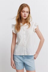 Springfield Lace ruffle shirt beige