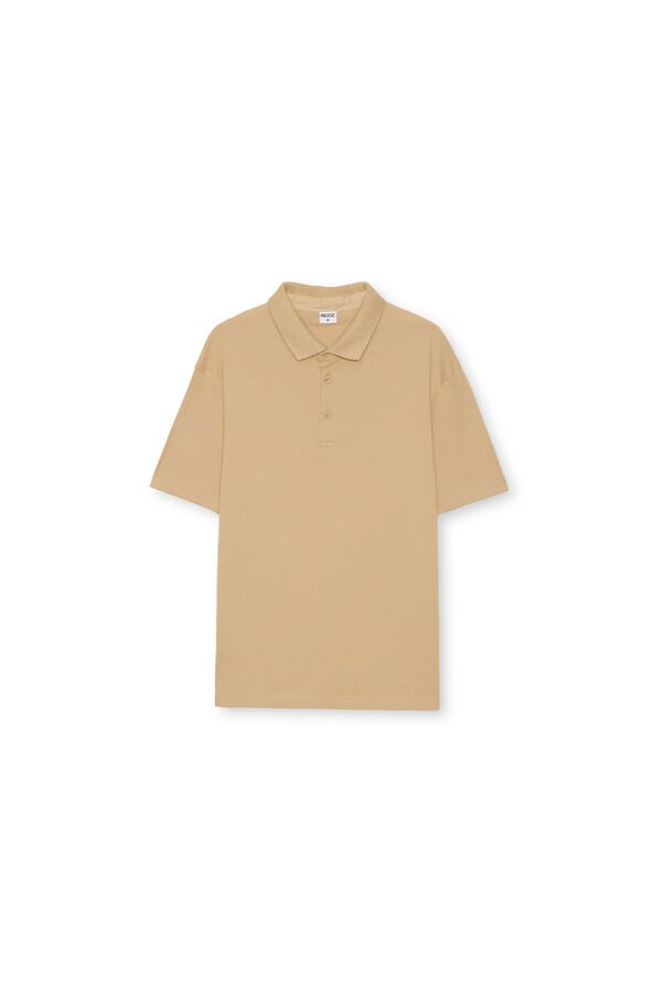 Inside Ribbed basic polo shirt brown