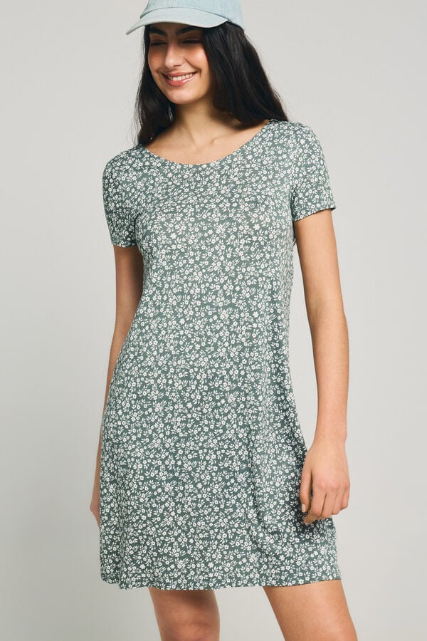 Only Vestido corto manga corta verde