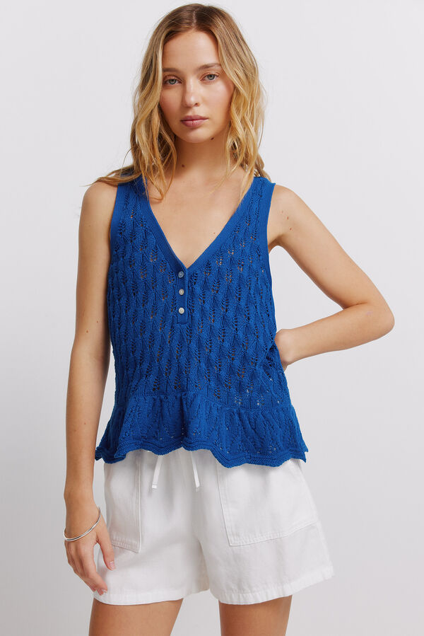 Springfield Top de malha com al&ccedil;as e folho azul