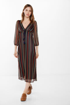 Springfield Vestido Midi Estructura Rayas kaki