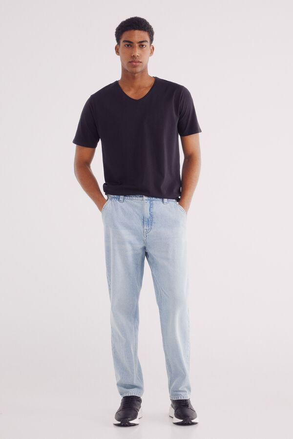 Springfield Camiseta b&aacute;sica pico slim fit negro