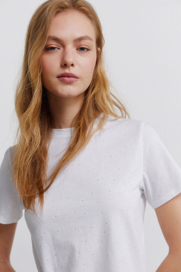 Springfield T-shirt &agrave; manches courtes &agrave; pois blanc