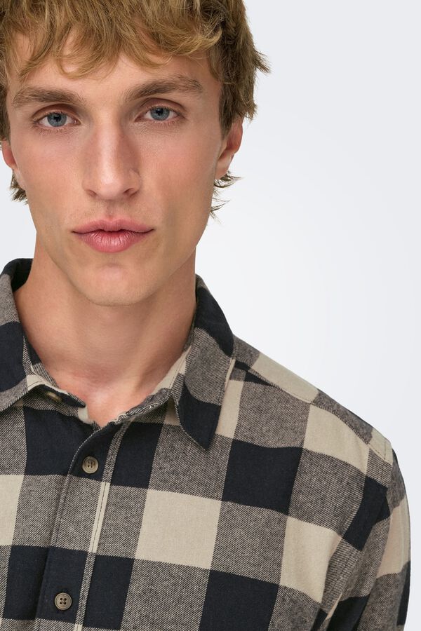 Only & Sons Men's long sleeve sleeved checkered shirt blue