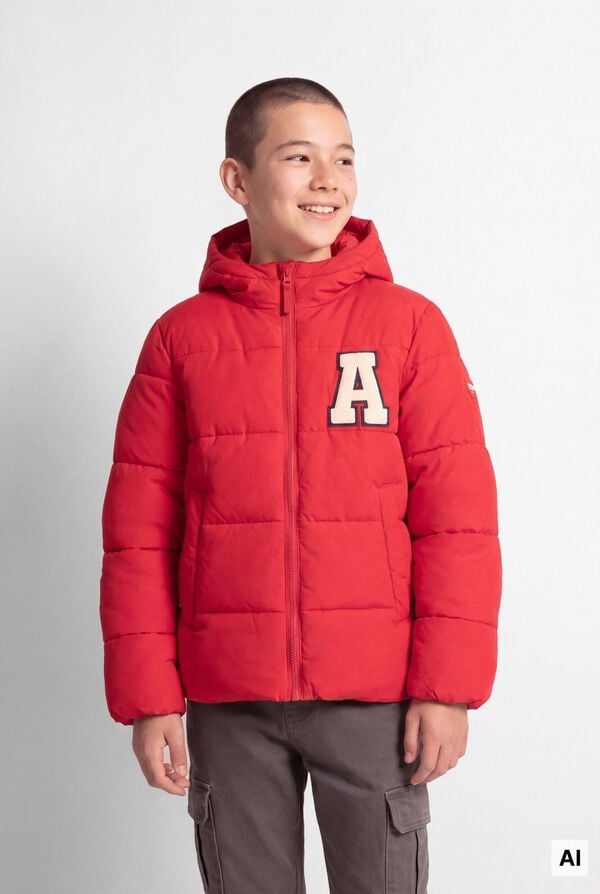 Springfield Kids Casaco acolchoado puffa com remendo para crian&ccedil;a vermelho