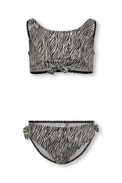 Only Girls Bikini estampado cebra con nudo y lazos laterales