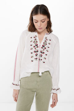 Springfield Boho floral embroidery blouse brown