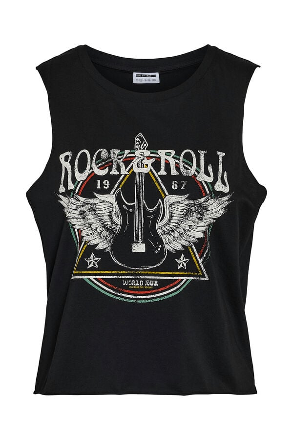 Camiseta rockera sin mangas y estampado Camisetas de