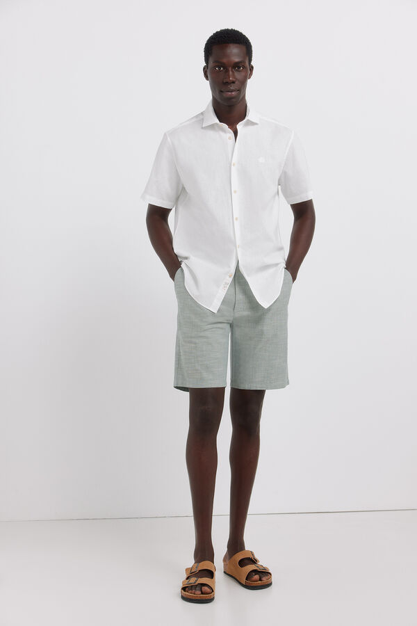 Springfield Bermude od chambray tkanine udobnog slim fit kroja Zelena