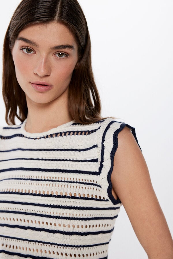 Springfield Striped open-knit top navy mix