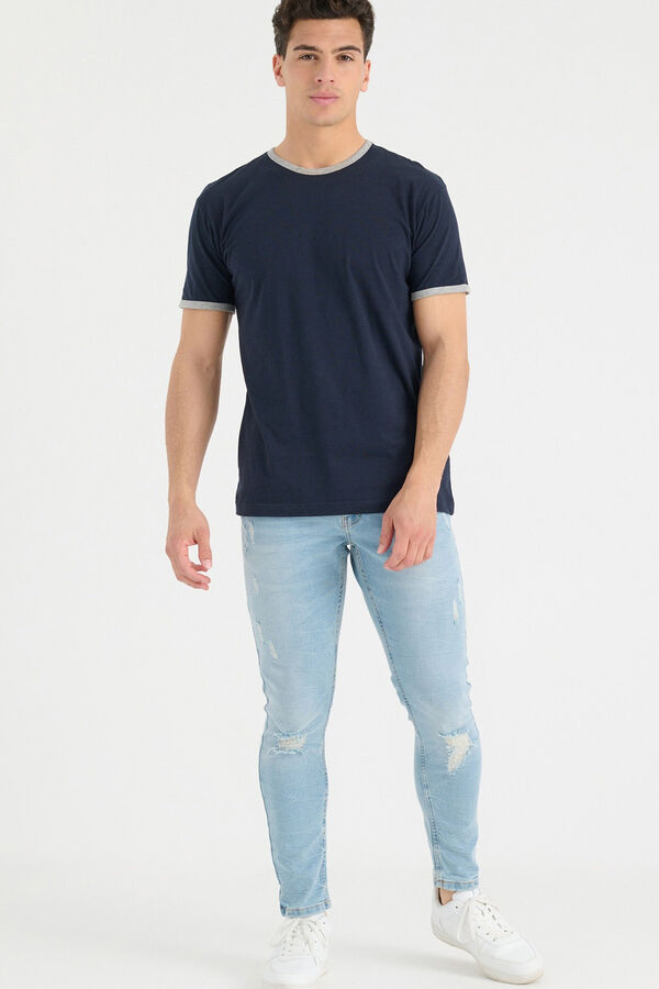 Springfield T-shirt básica com contrastes azul