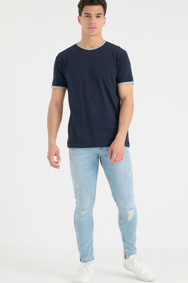 Springfield T-shirt básica com contrastes azul