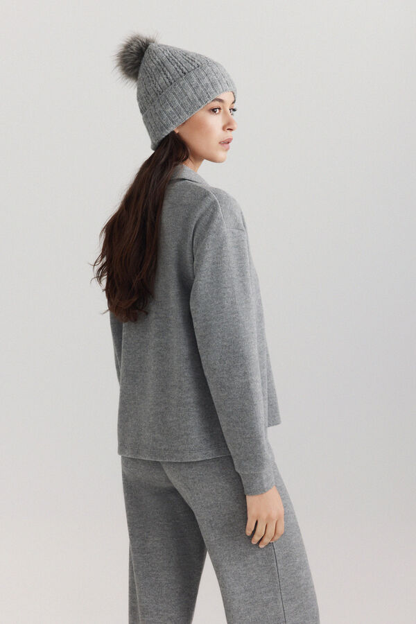 Springfield Fine knit zip fastening neck jumper grey