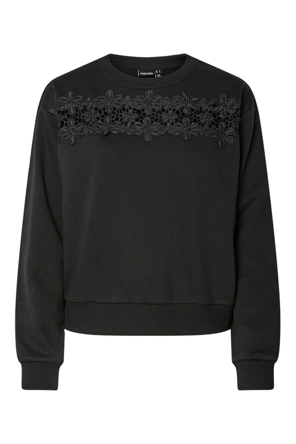 Pieces Sudadera calados negro