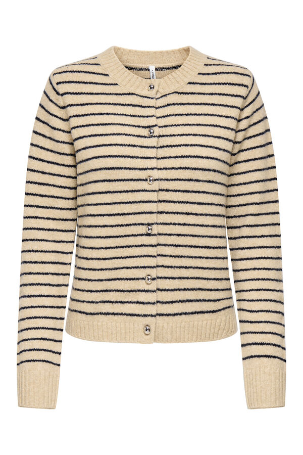Only C&aacute;rdigan de rayas beige