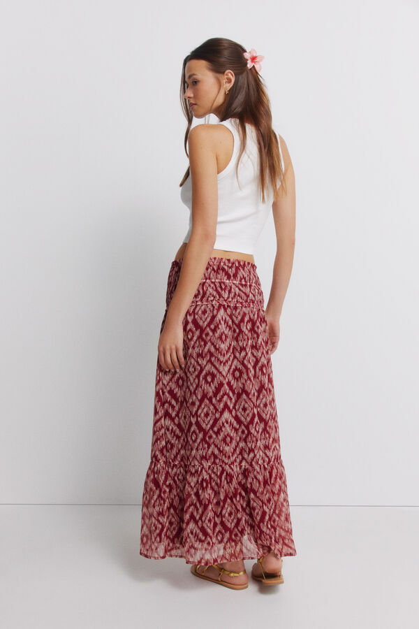 Springfield Smocked waist long skirt printed