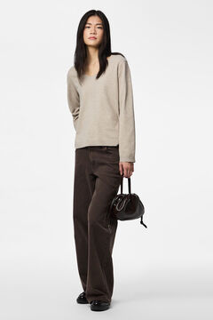 Pieces Einfacher V-Ausschnitt-Pullover