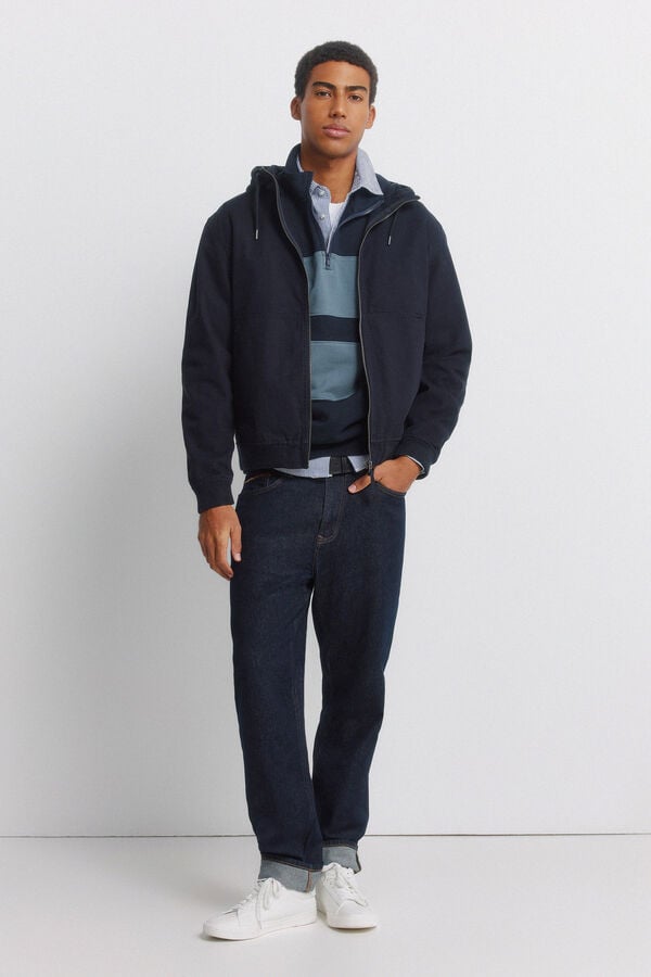 Springfield Cotton hooded jacket blue