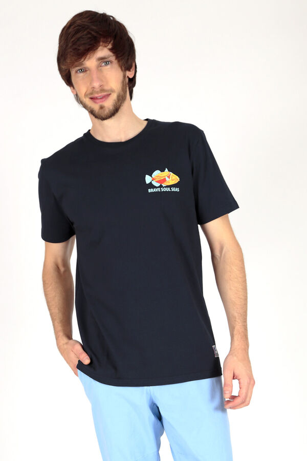 Springfield Camiseta estampada en espalda navy