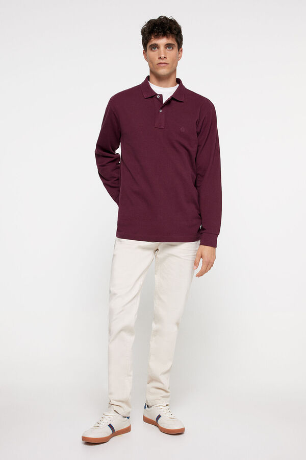 Springfield Essential long-sleeved piqué polo shirt red