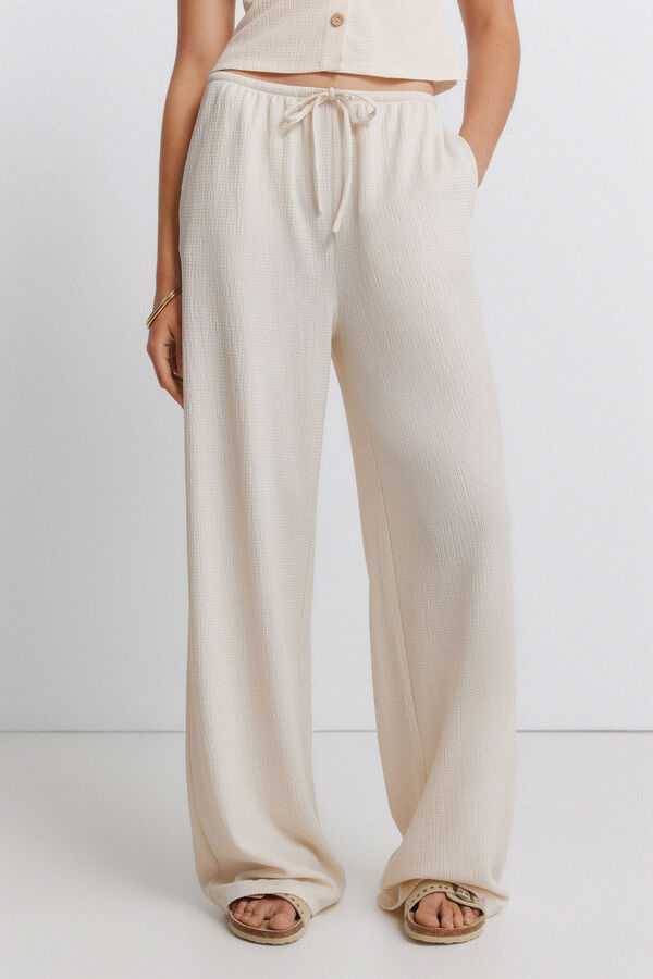 Springfield Wide leg structure long trousers brown