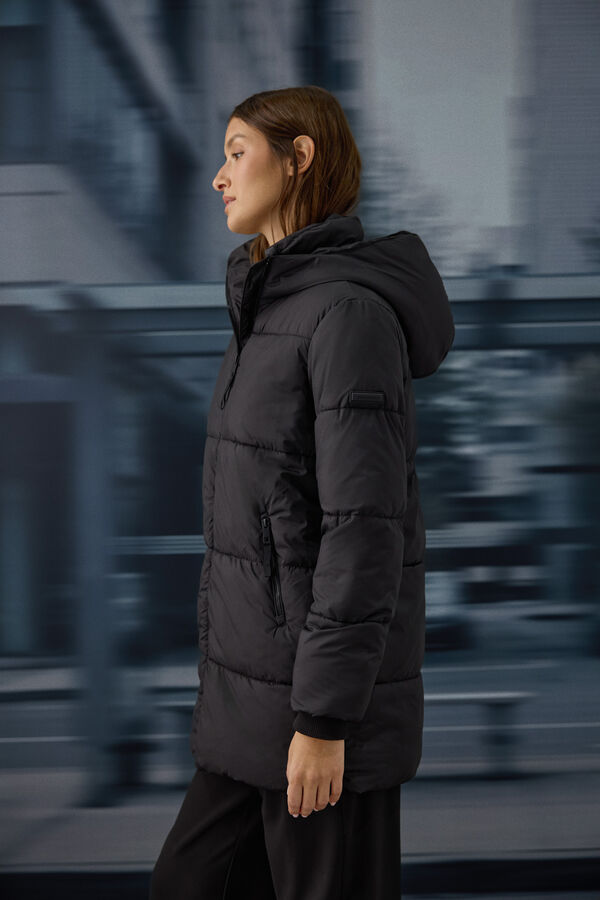 Springfield Veste mi-longue matelass&eacute;e r&eacute;sistante &agrave; l'eau noir