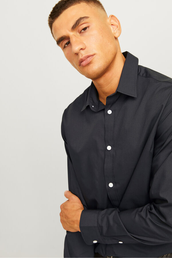 JJ REBEL Slim fit serge formal shirt black
