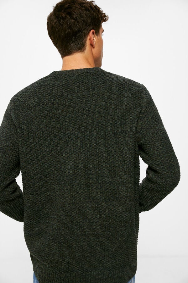 Springfield Patterned textured jumper staklo-zelena