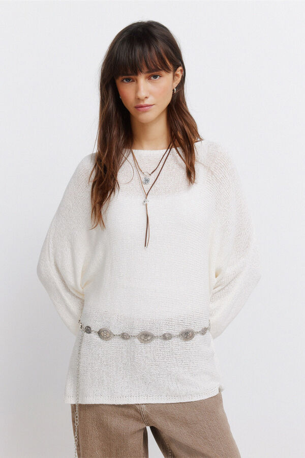 Springfield Pull uni en chenille marron