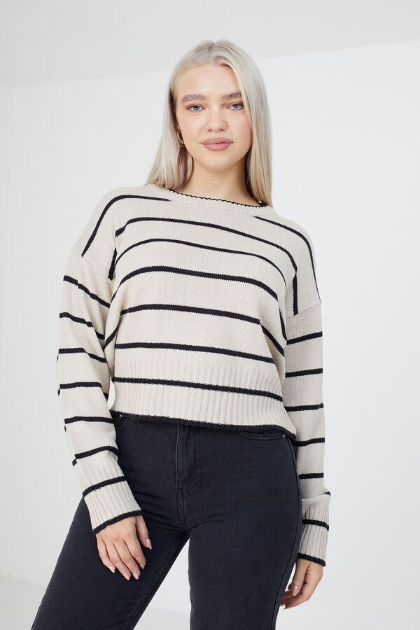 Springfield Striped jersey-knit jumper brown