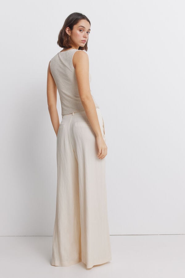 Springfield Pleated wide-leg trousers nude