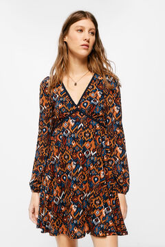 Springfield Vestido Corto Estampado &Eacute;tnico azul
