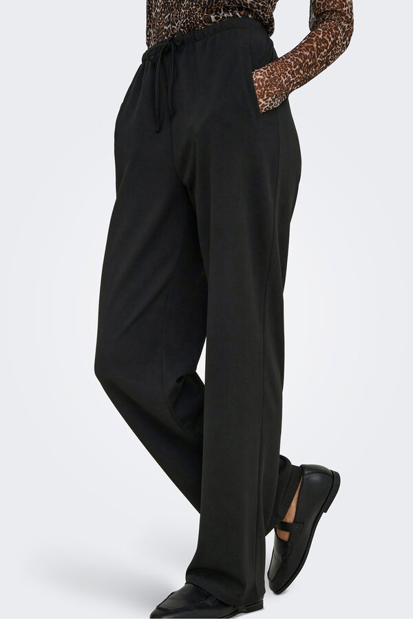 JDY Pantalón recto fluido negro
