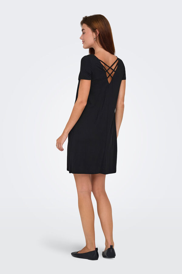 Only Vestido corto manga corta negro