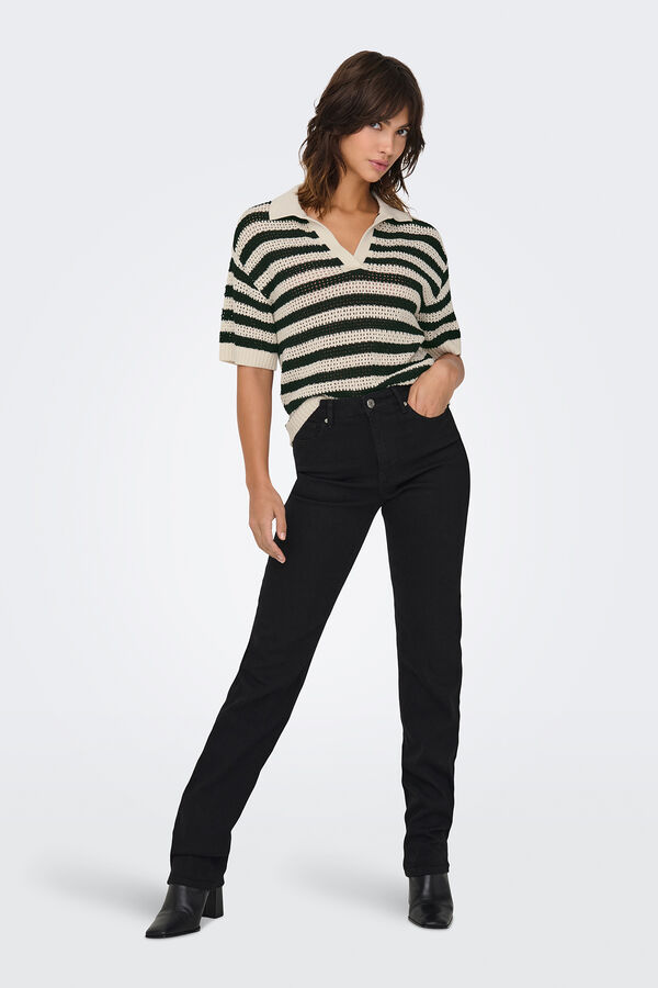 JDY Open-knit polo shirt white