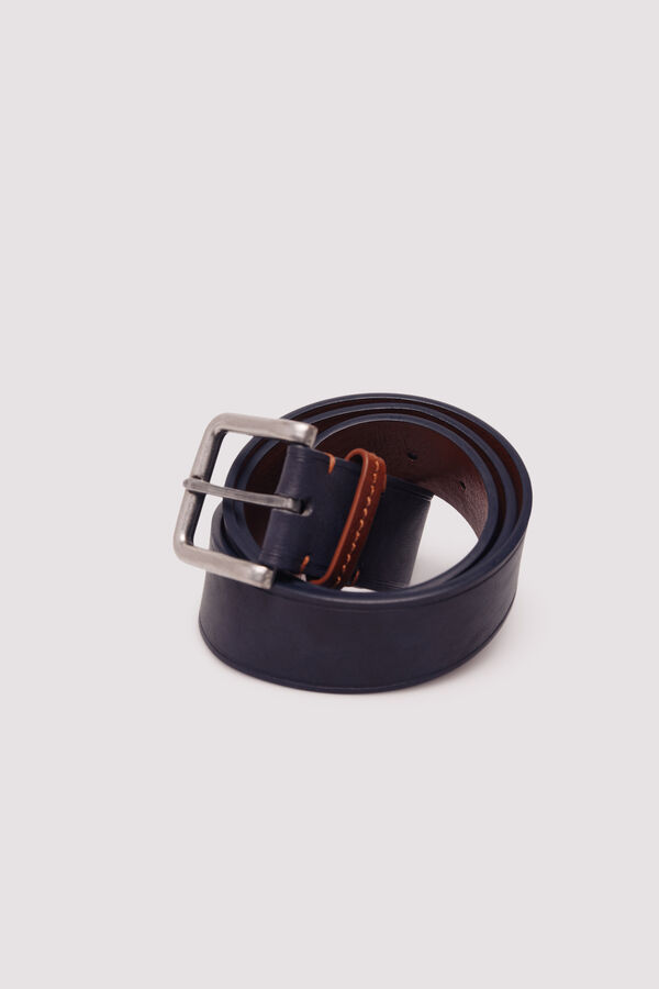 Springfield Faux leather belt with stitching blue