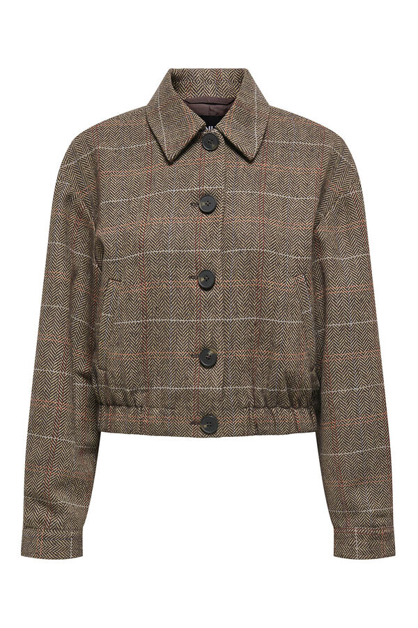 Only Chaqueta de cuadros marr&oacute;n