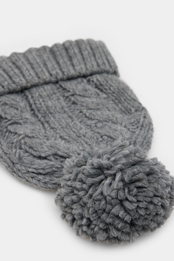 Springfield jersey-knit braided pompom hat gray