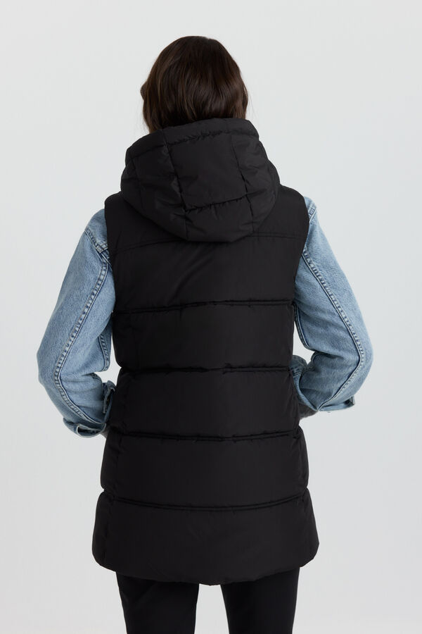 Springfield Long down gilet with hood black