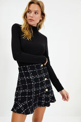 Trendyol Minifalda de tweed negro