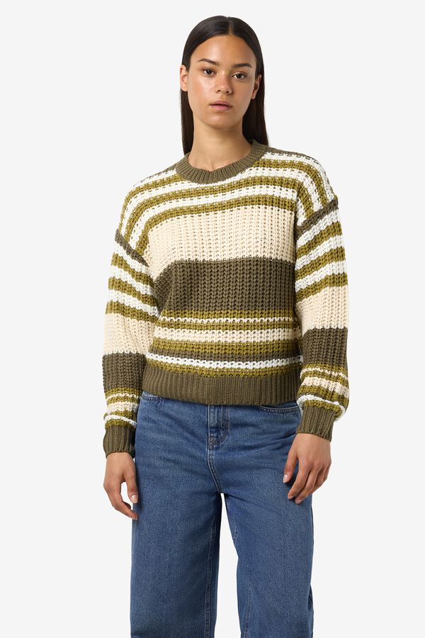 Noisy May Round neck knit jumper green