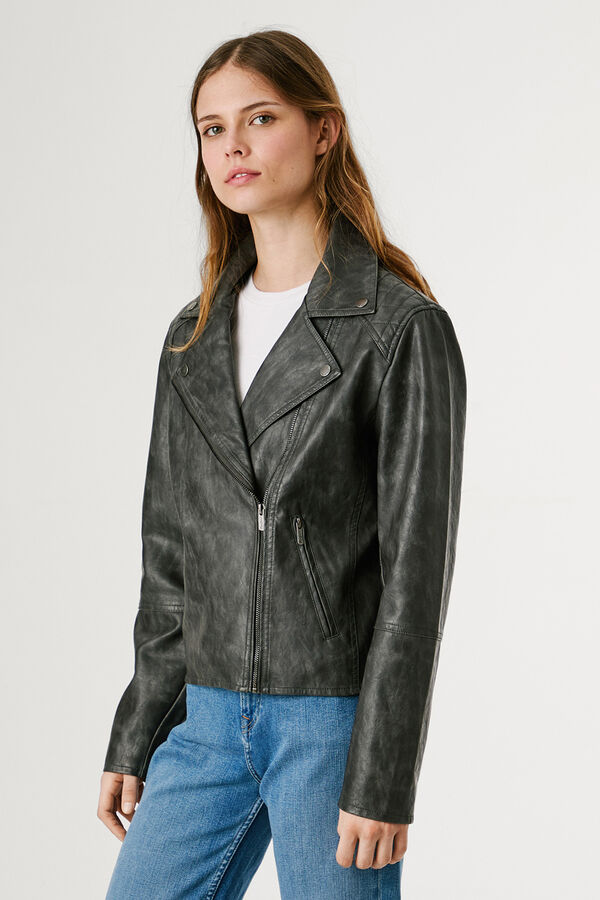 Pepe Jeans Cazadora Biker Efecto Piel negro