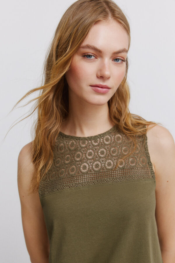 Springfield Embroidered vest top beige