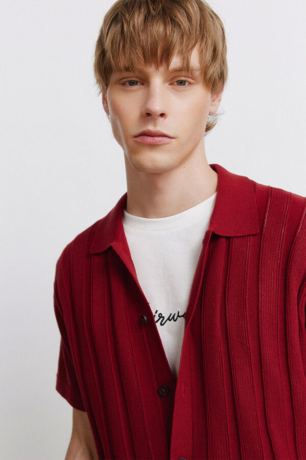 Springfield Textured knit cardigan red