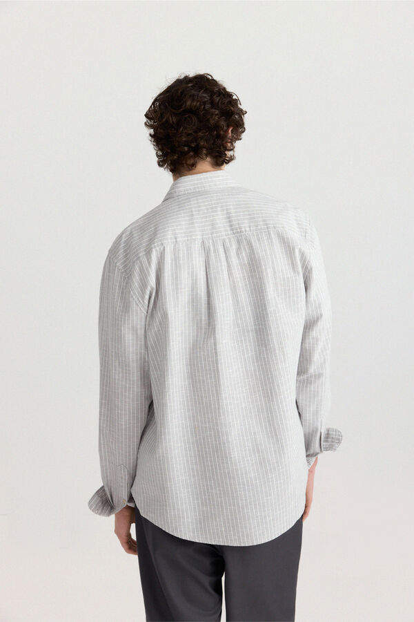 Springfield Striped linen shirt grey