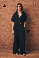 Springfield Linen tailoring trousers negru