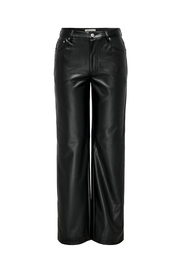 Only Wide-leg faux leather trouser black